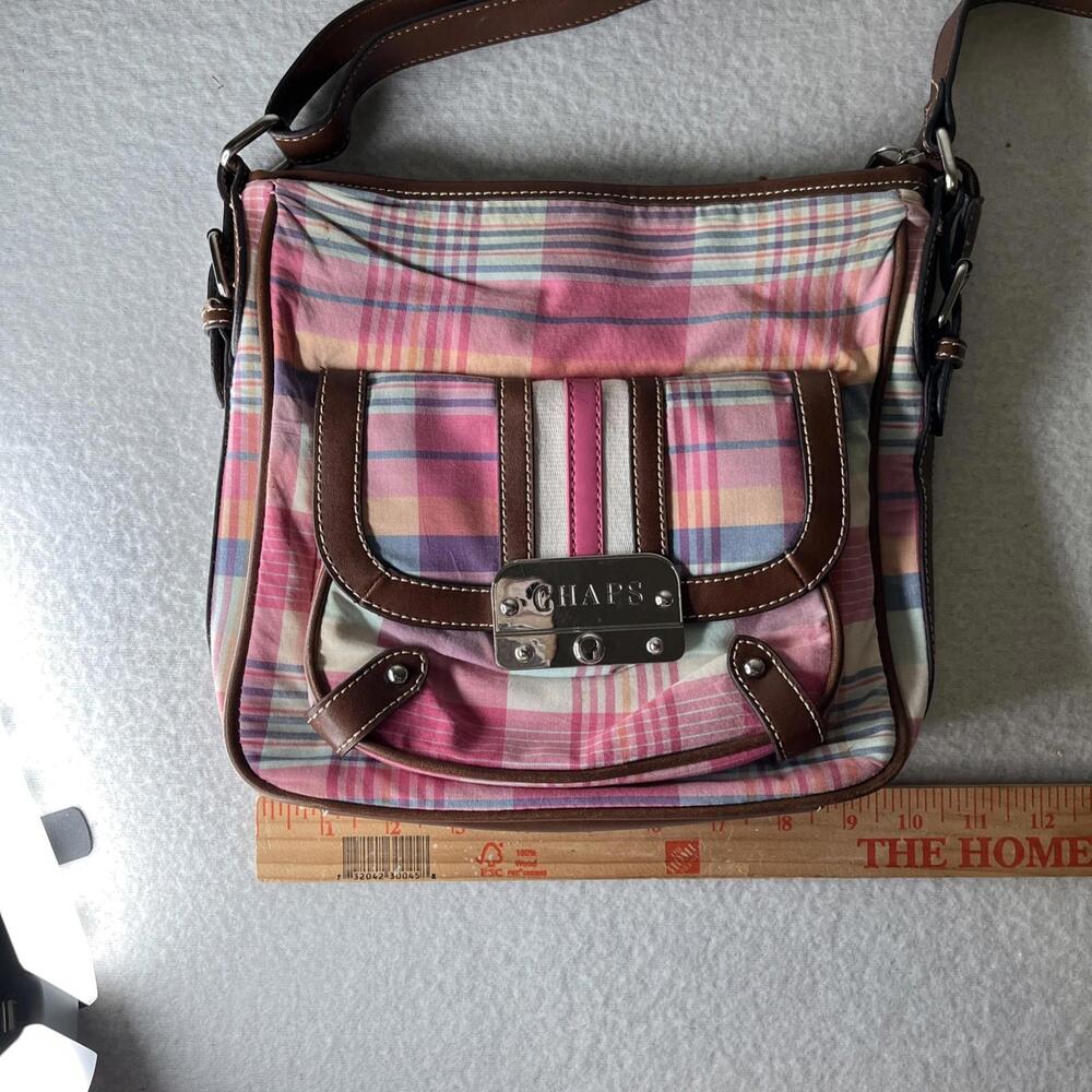 Chaps Pink Plaid Crossbody Purse - Picture 12 of 15
